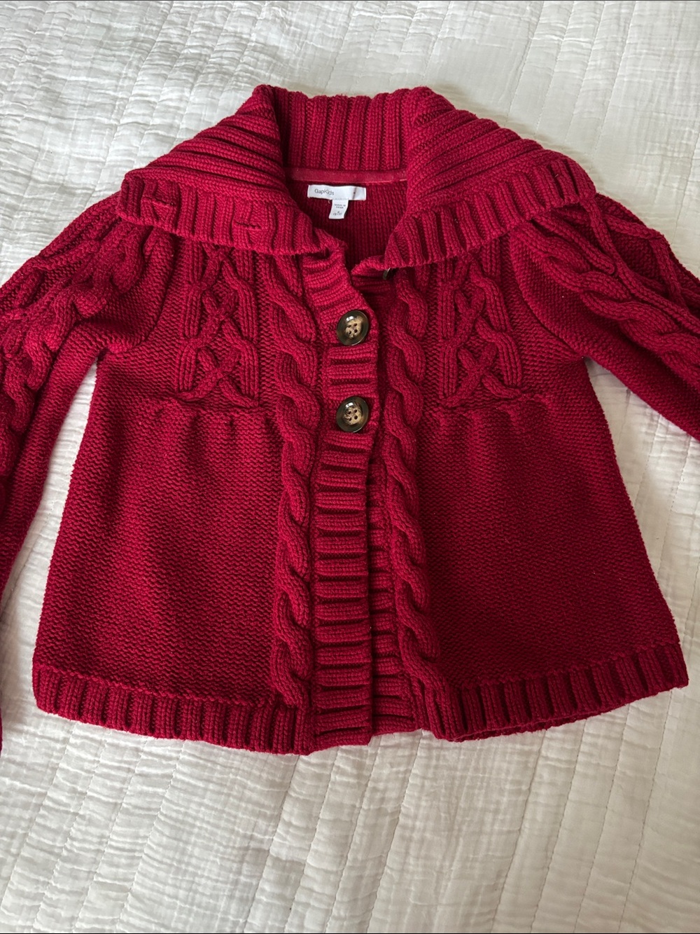 GapKids Red Cable Knit Cardigan Size Small